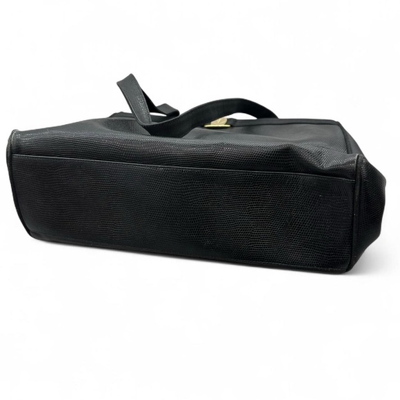 Black Leather Salvatore Ferragamo Vara Lizard Textured Handbag - Picture 5 of 8